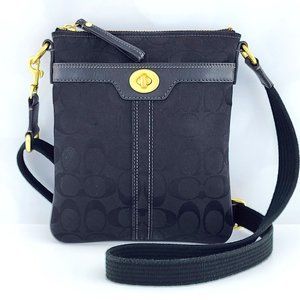 Black Coach Crossbody Signature Jacquard and Leather